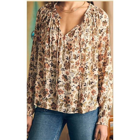 Faherty Emery Blouse Taos Floral Floral Relax Fit Romantic Women's S New - Picture 1 of 16